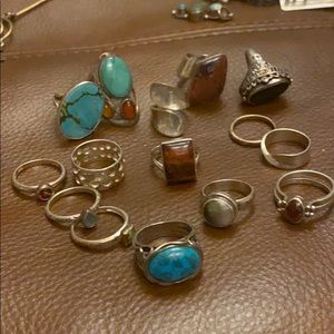 15 sterling silver rings lot.